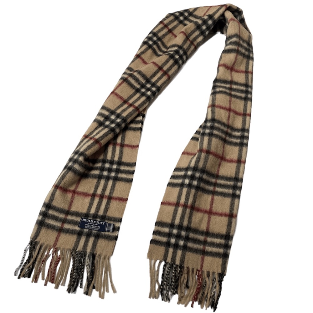 Burberry Fringe Scarf Classic Plaid Vintage Unisex Womens Mens Burberry Scarf - Picture 14 of 16